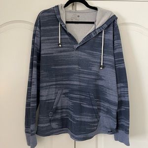 On the Byas blue hoodie. Size Large.